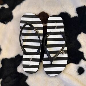Michael Kors Black and White Striped Sandals